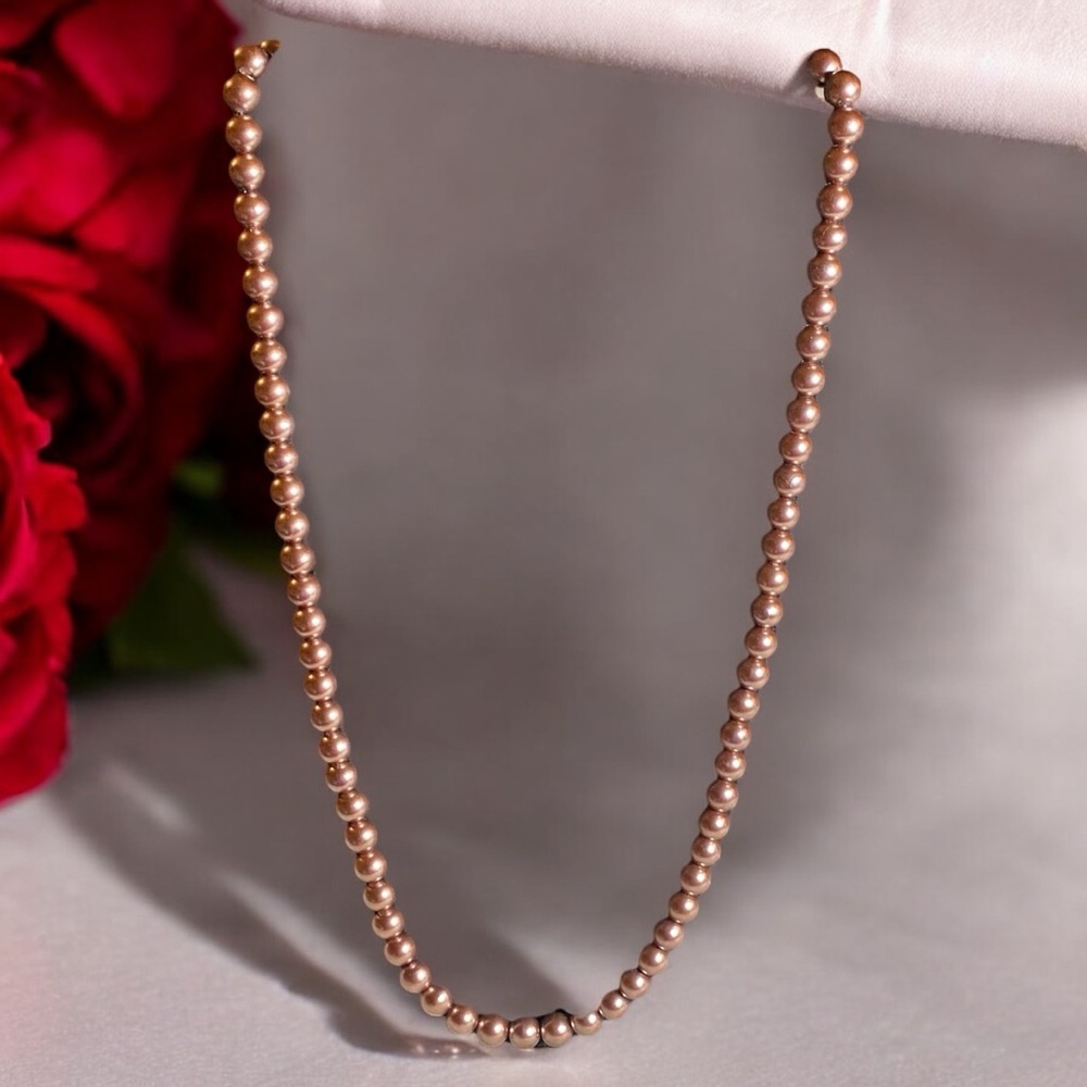 Vintage Worthington Rose Gold -colored beads, pearl necklace. Estate Sale